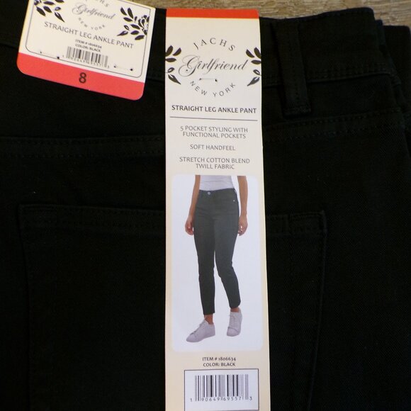 JACHS NEW YORK Women's Girlfriend Straight Leg Ankle Pant Black Sz: 6, 8, 10, 14 - Picture 6 of 13